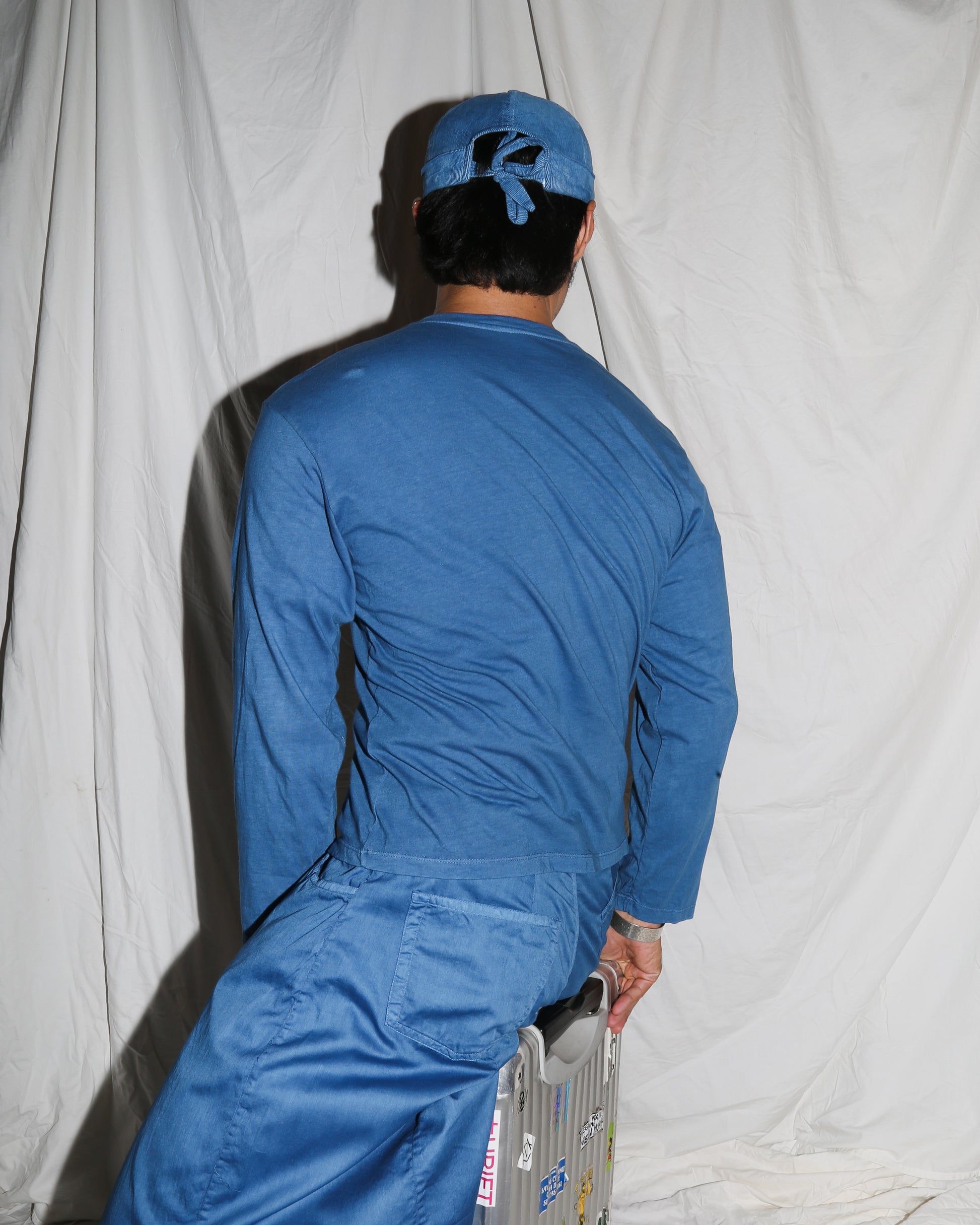 Indigo Organic Cotton Long-Sleeved Henley Shirt