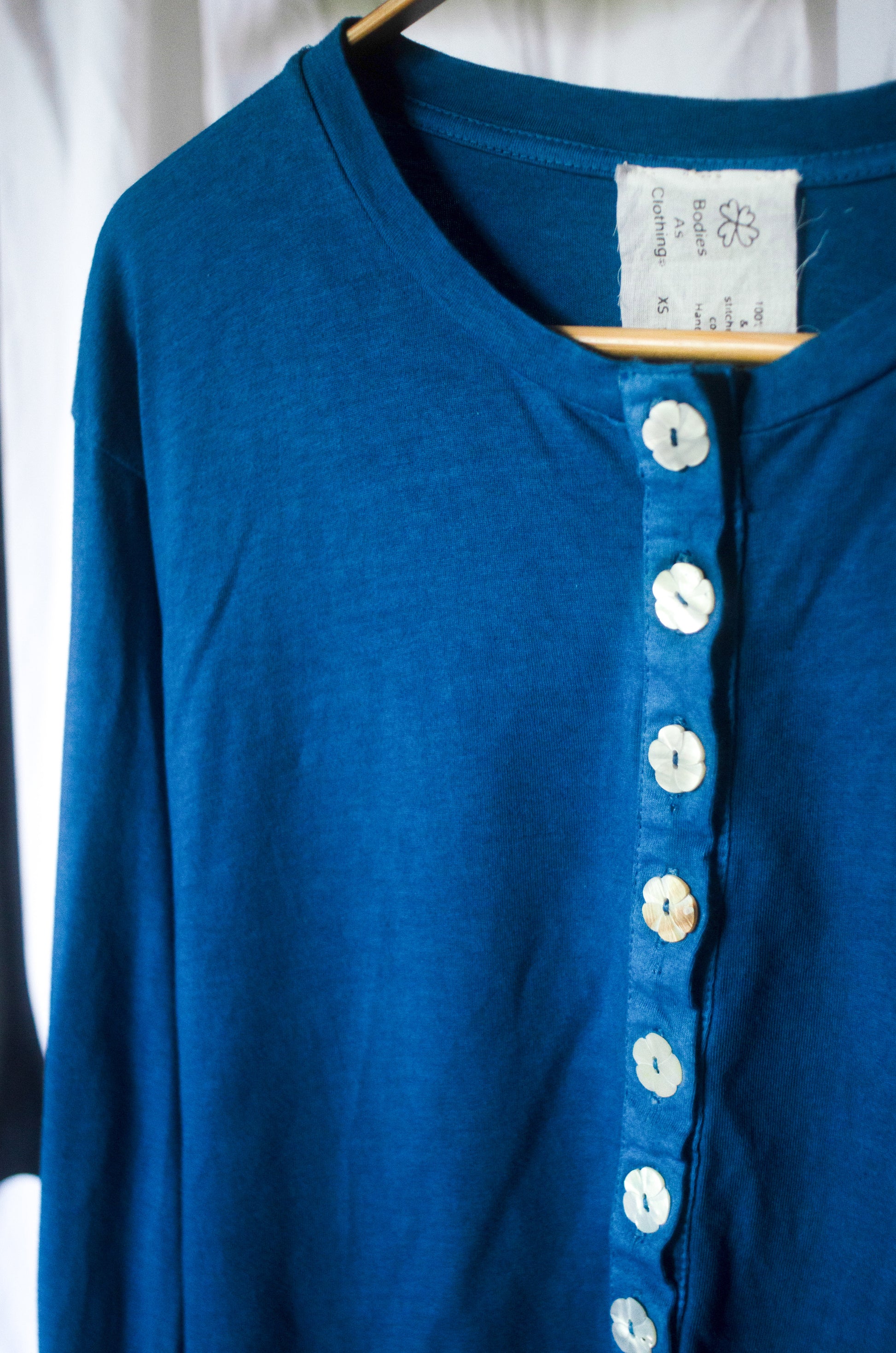Indigo Organic Cotton Long-Sleeved Henley Shirt