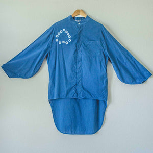 Indigo Shibori Long Sleeve Long Sail Shirt