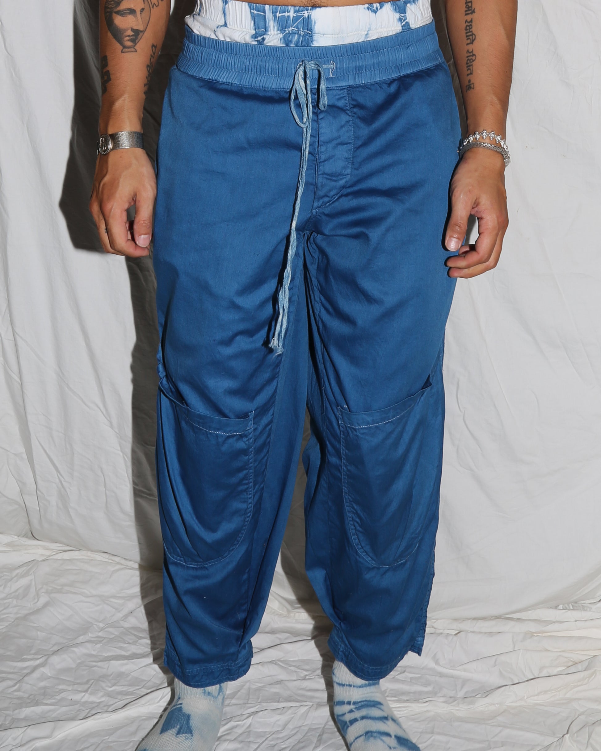 Indigo Organic Cotton Knee Pocket Trousers