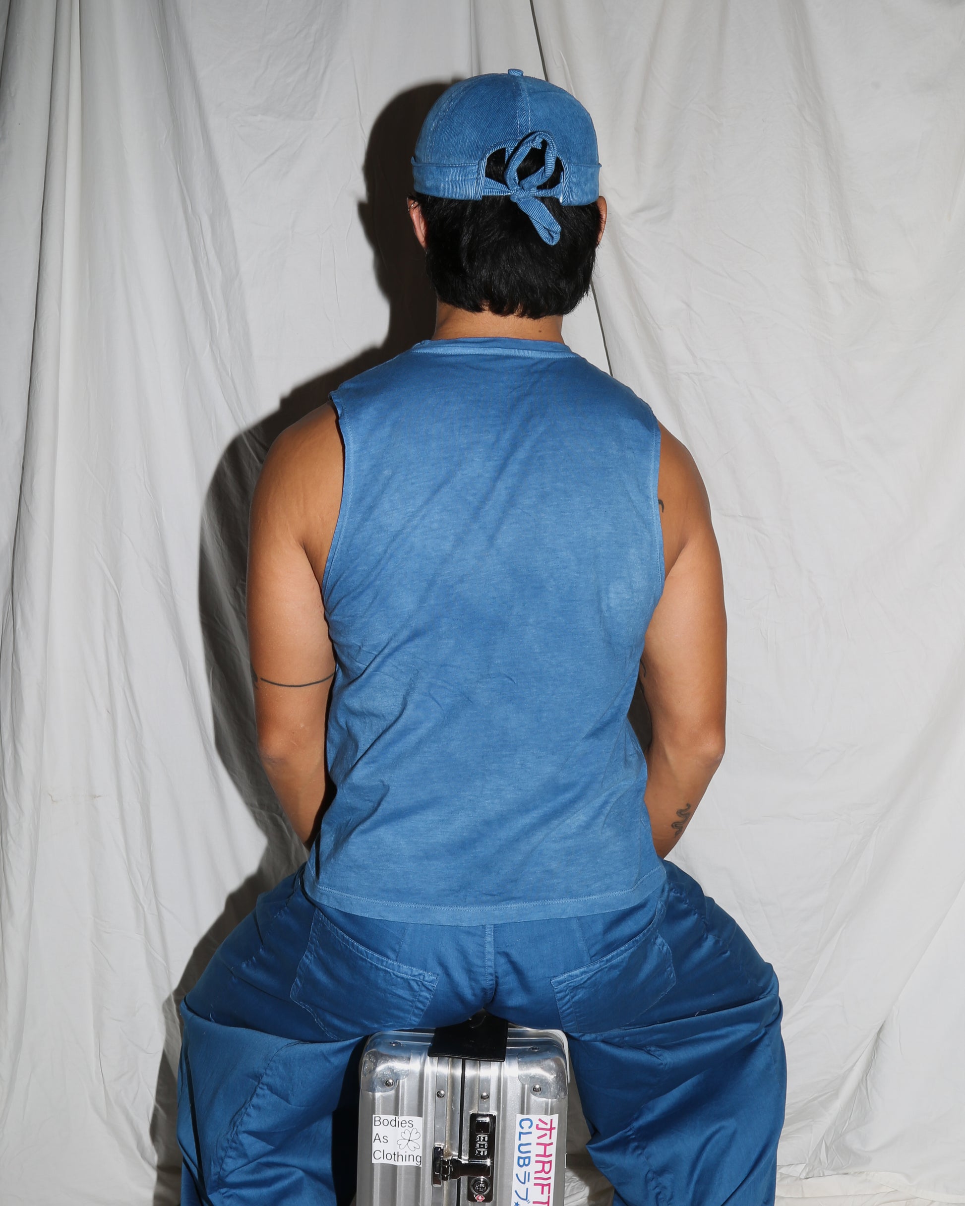 Indigo Batik Logo Organic Cotton Sleeveless Mini Shirt
