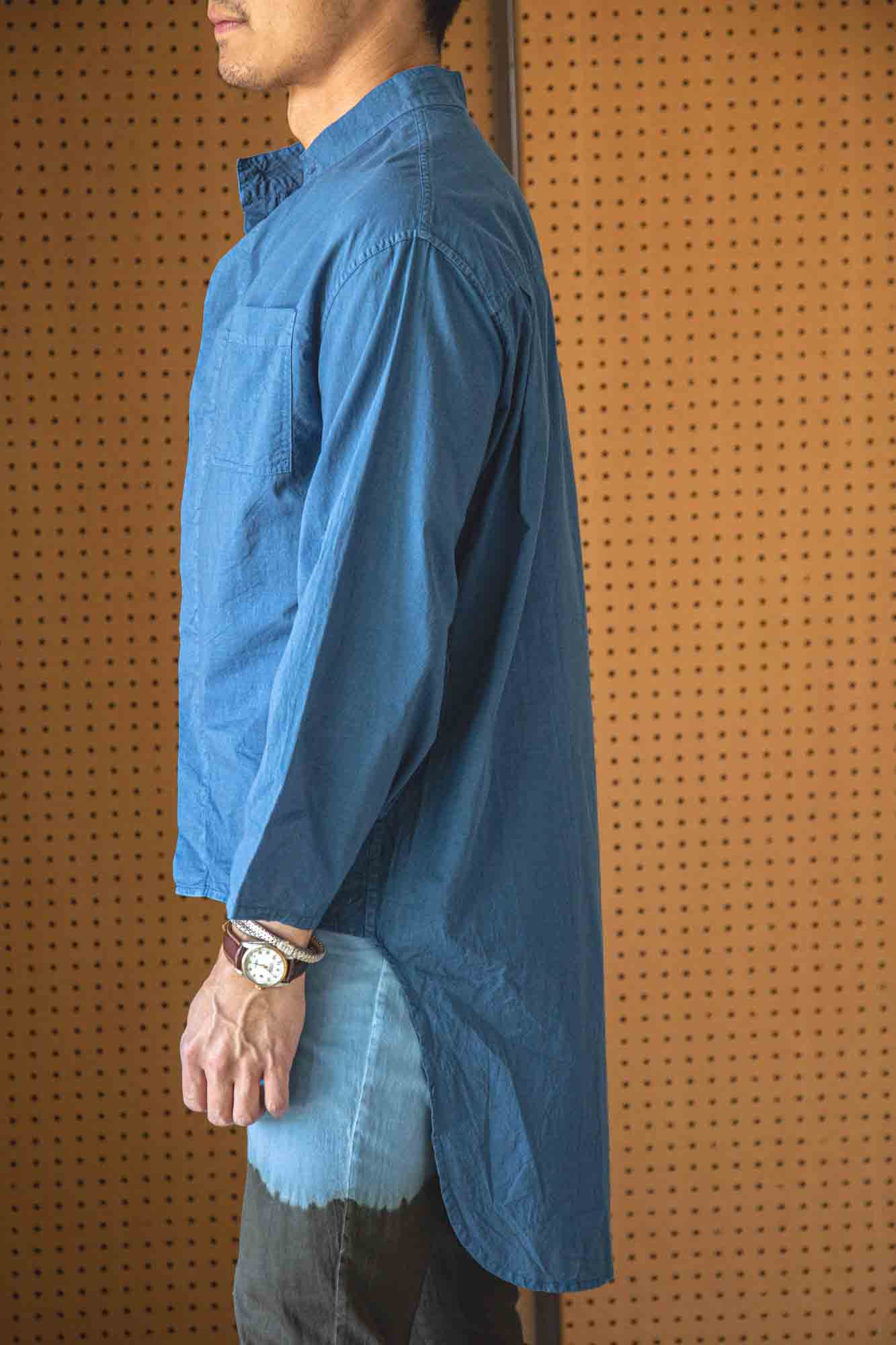Indigo Shibori Long Sleeve Long Sail Shirt