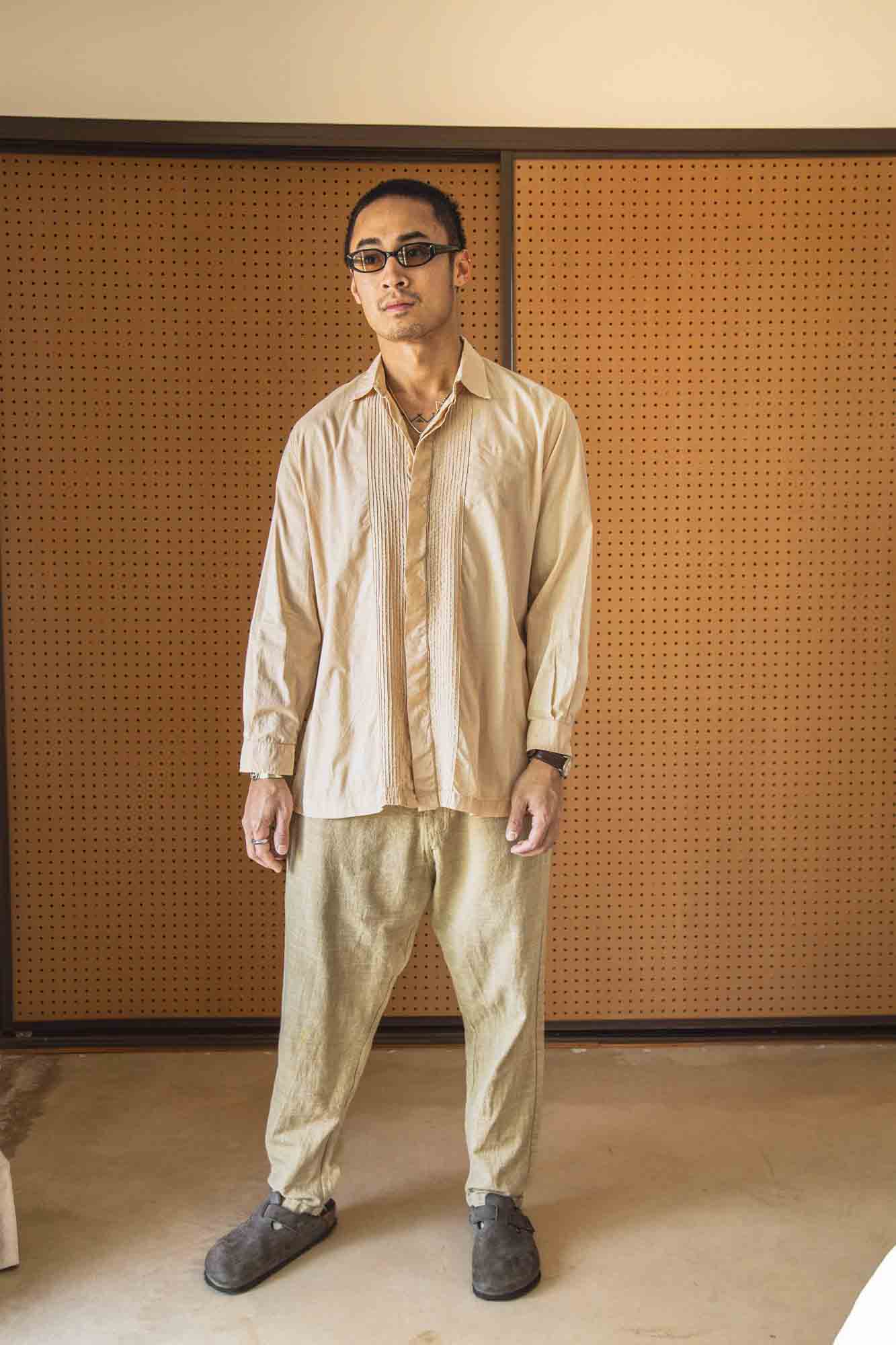 Light Desert Earth Barong Style Grandfather Shirt