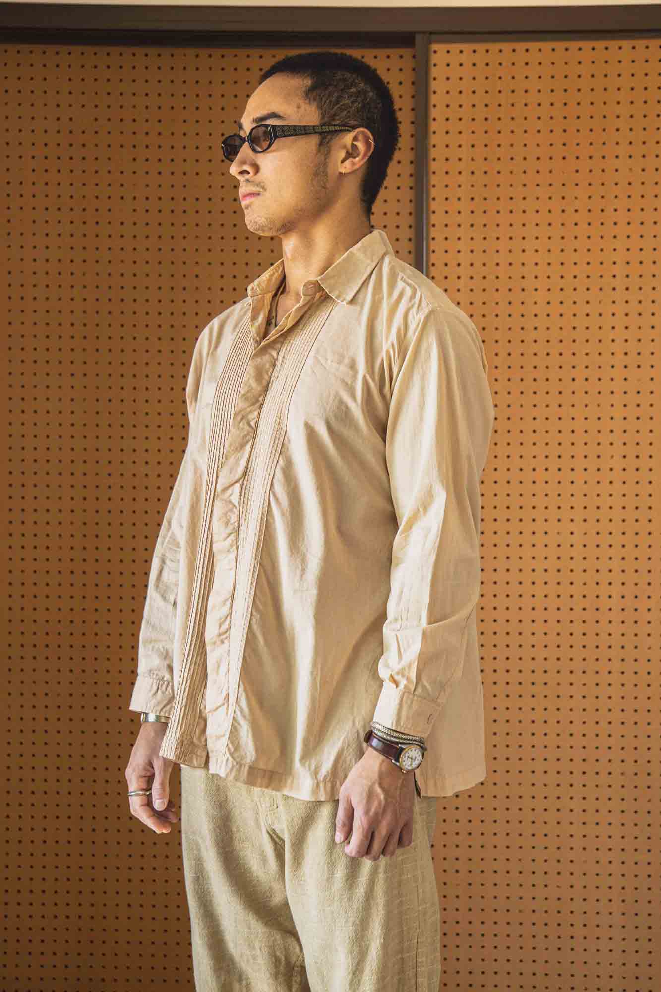 Light Desert Earth Barong Style Grandfather Shirt
