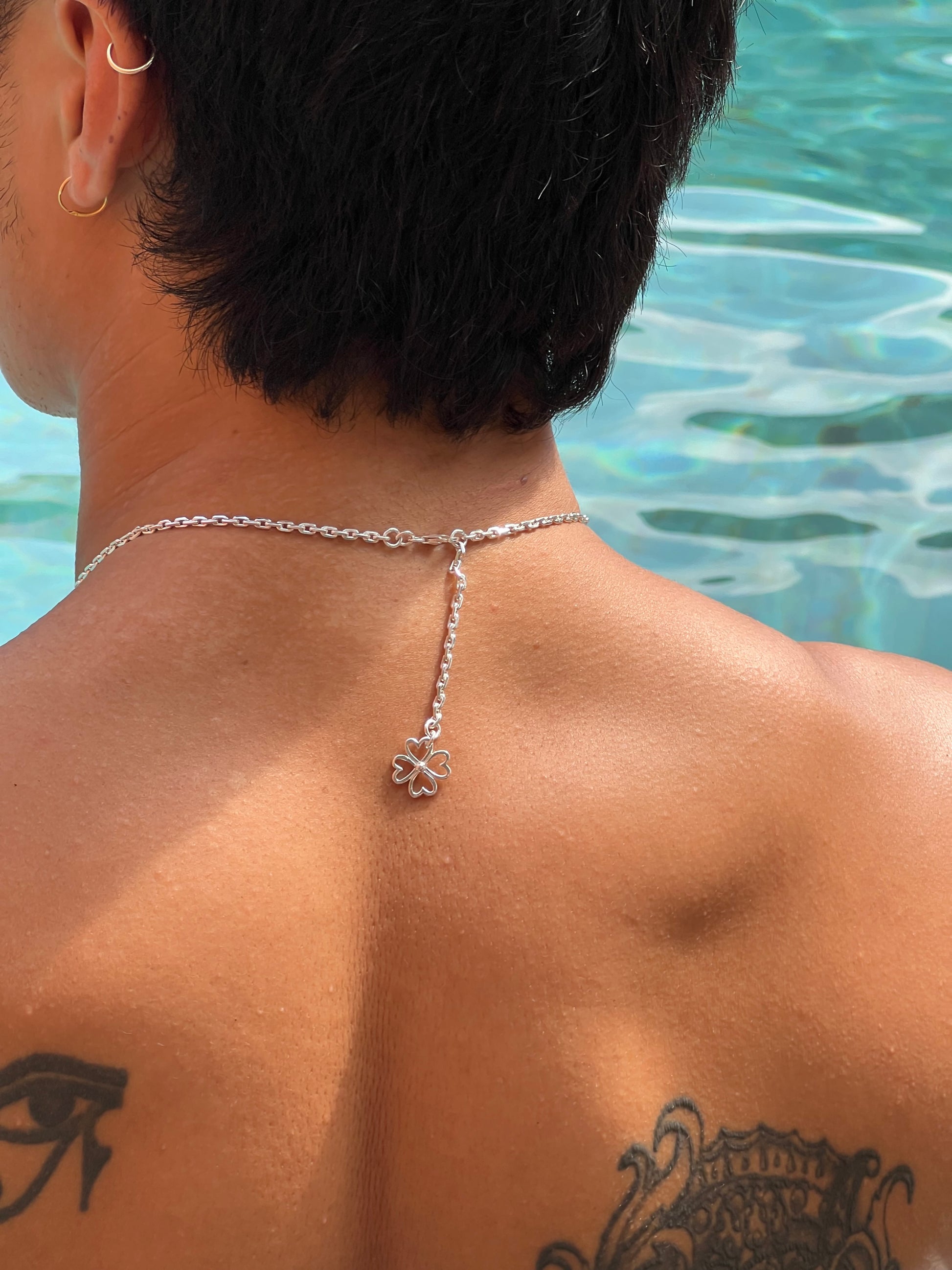 Small Silver Lucky Lingam (Penis) Pendant on Handwoven Chain
