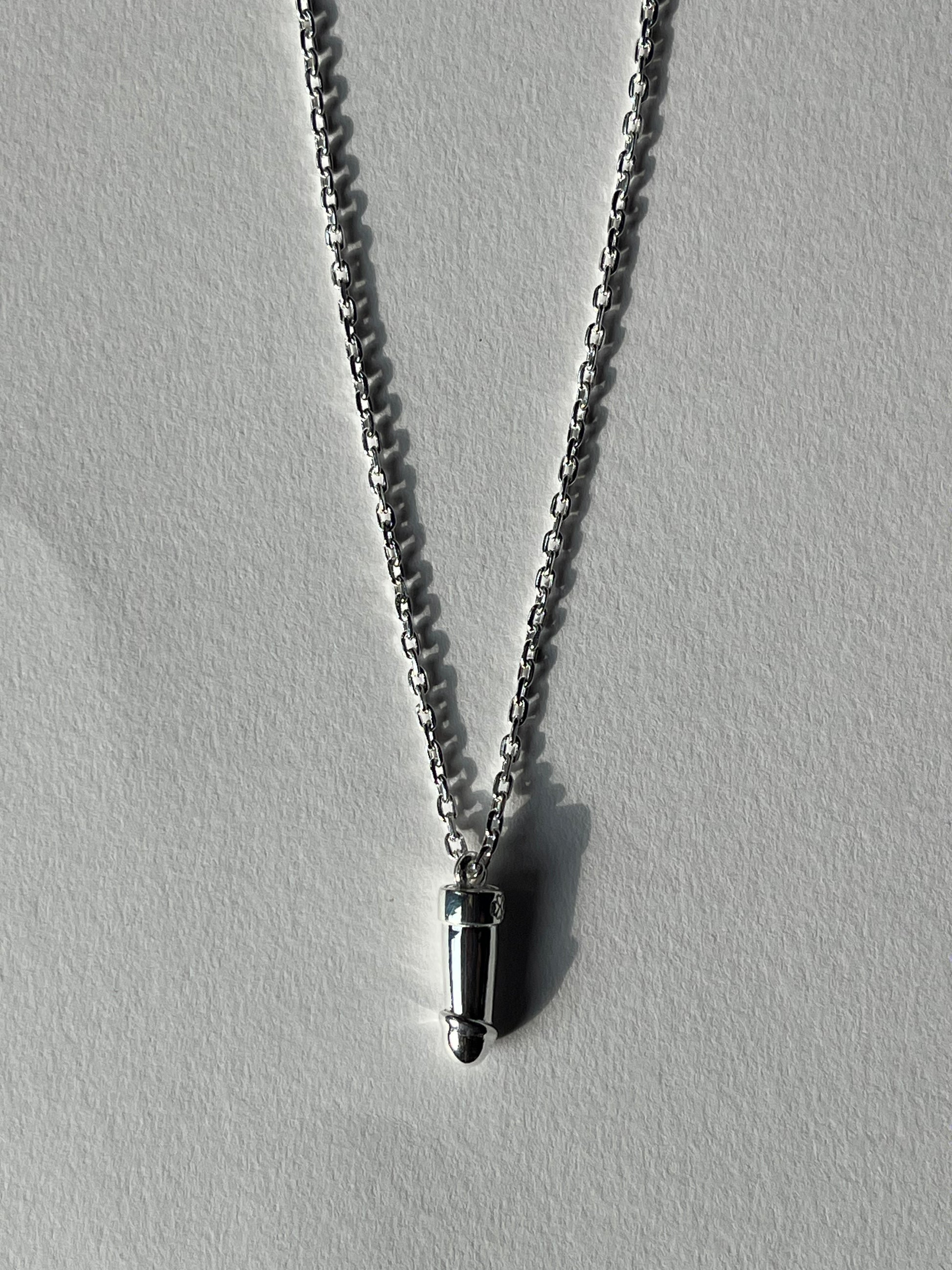 Small Silver Lucky Lingam (Penis) Pendant on Handwoven Chain