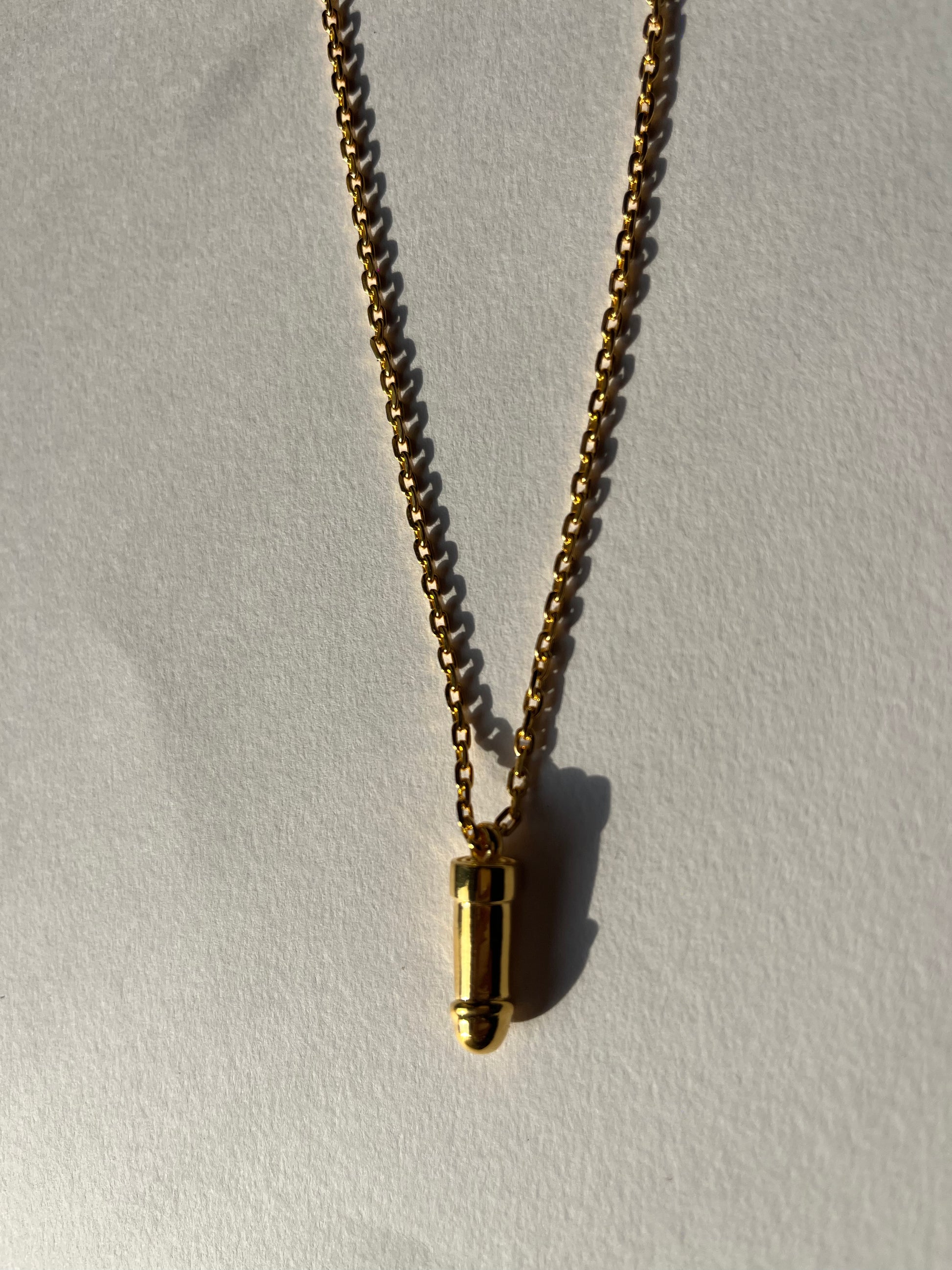 Small Gold Vermeil Lucky Lingam (Penis) Pendant on Handwoven Chain