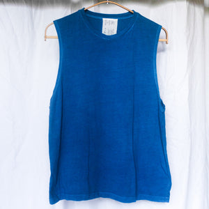 Indigo Organic Cotton Sleeveless Mini Shirt