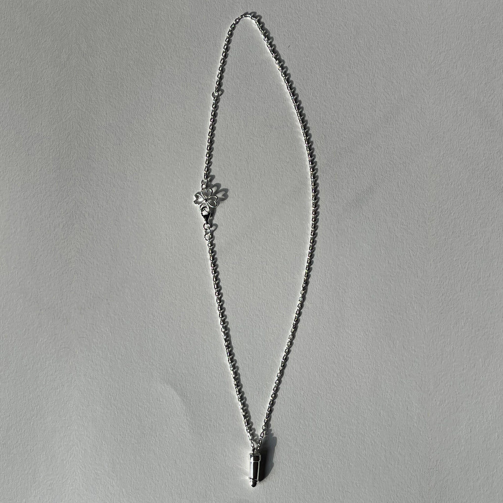 Small Silver Lucky Lingam (Penis) Pendant on Handwoven Chain
