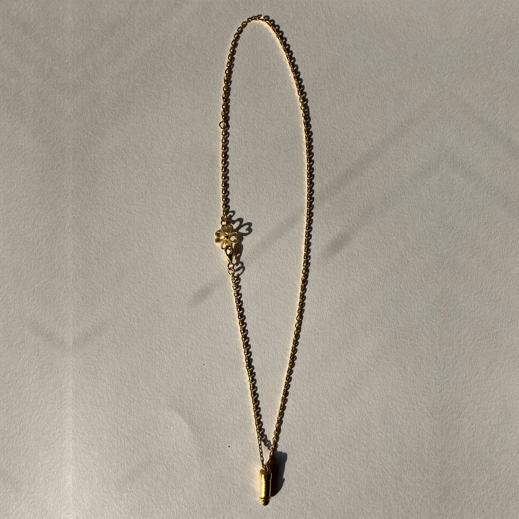 Small Gold Vermeil Lucky Lingam (Penis) Pendant on Handwoven Chain