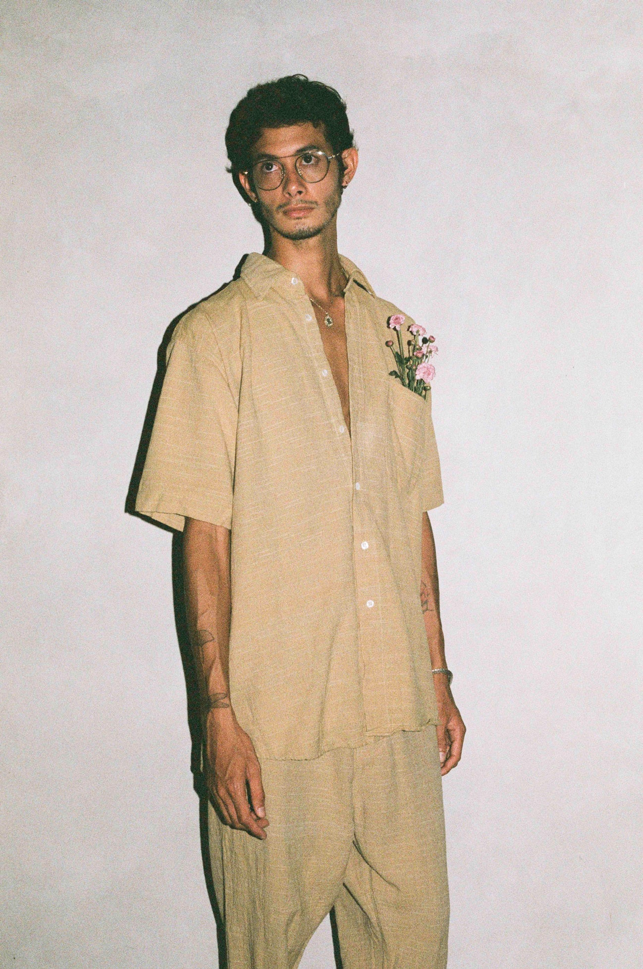 Handloom Mango Ikat Grandfather Shirt (Stock)