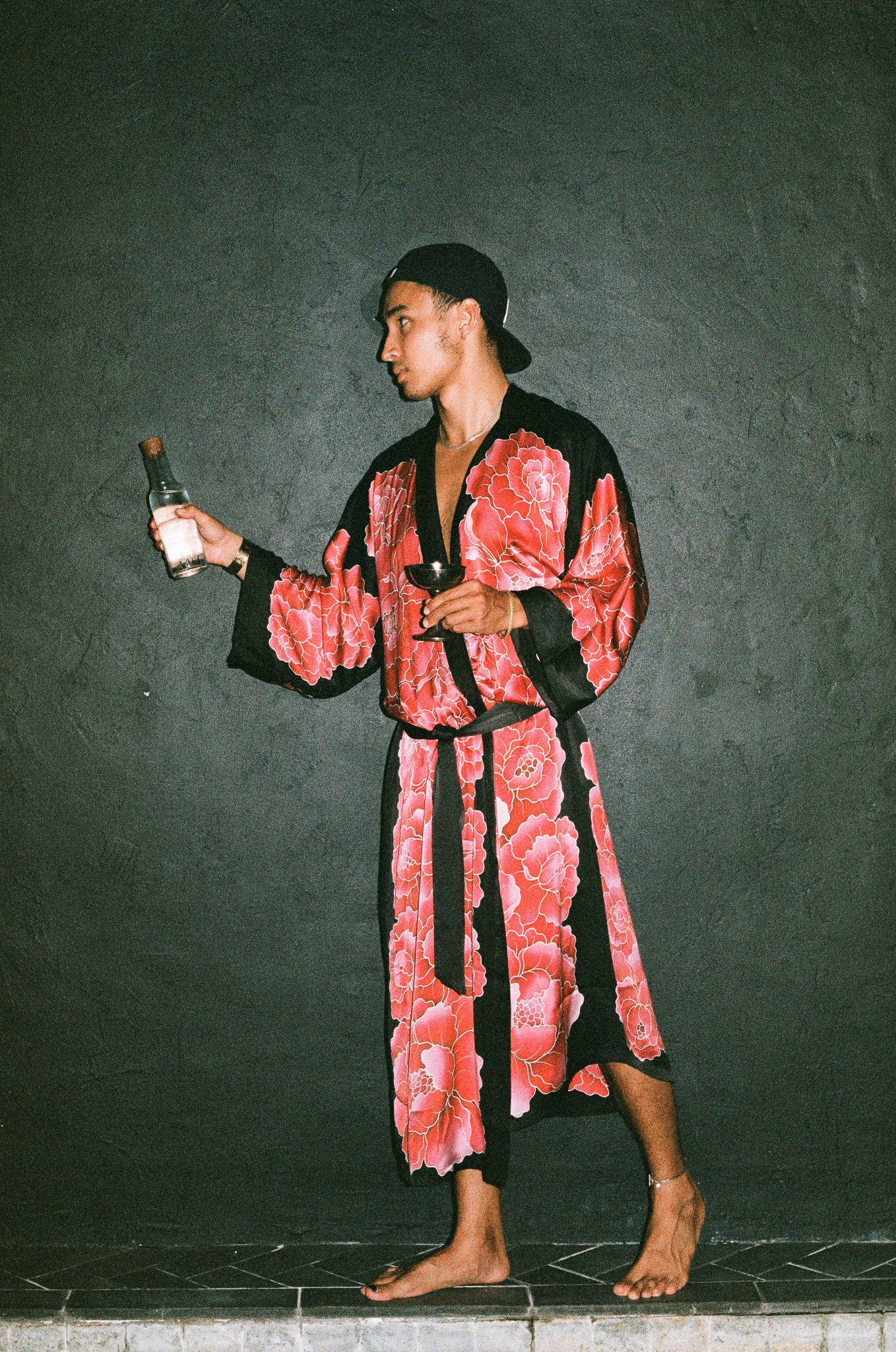Two Peony Hand Painted Silk Robes