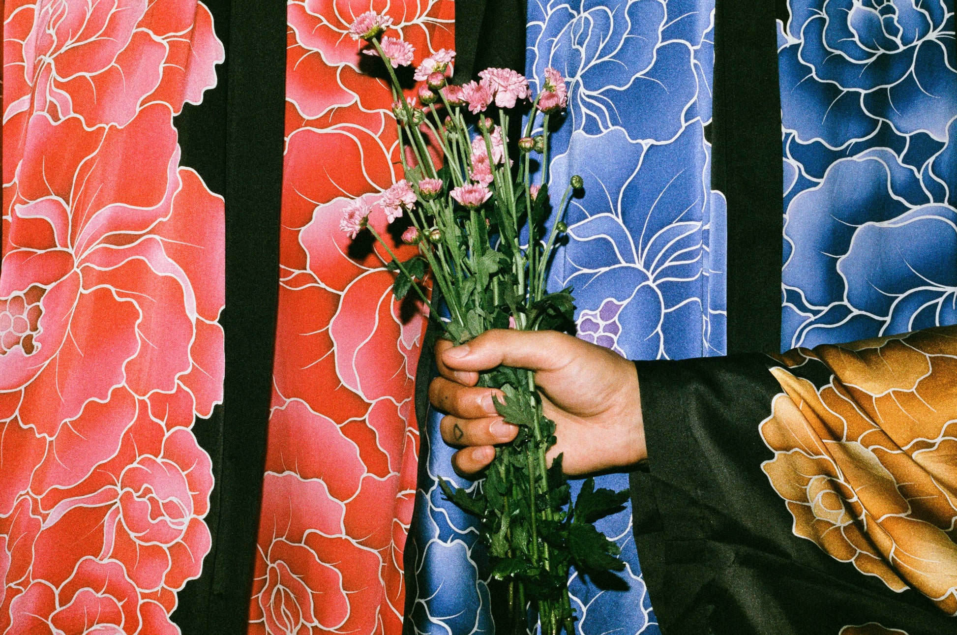 Two Peony Hand Painted Silk Robes