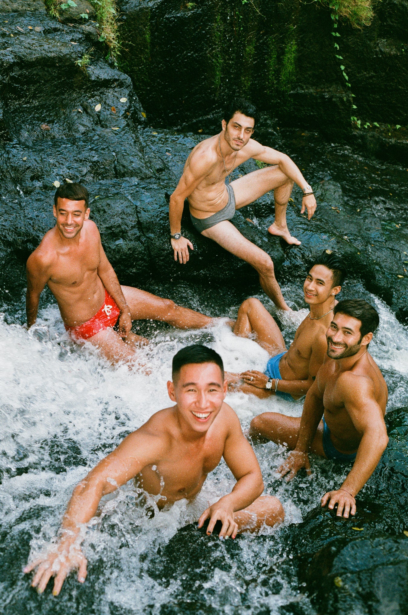 Look Book Shot Bodies As Clothing Men at the watefall