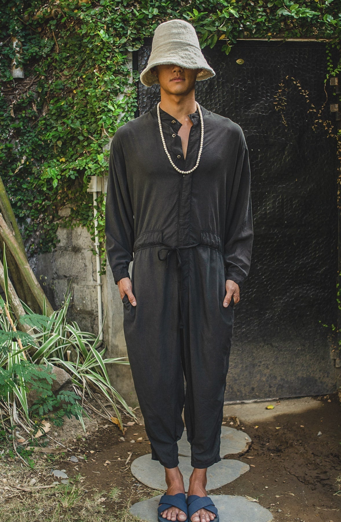 Coconut Pink Sail Silk Jumpsuit (Stock)