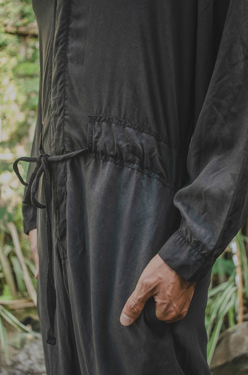 Umbrella Tree Black Sail Silk Jumpsuit (Stock)