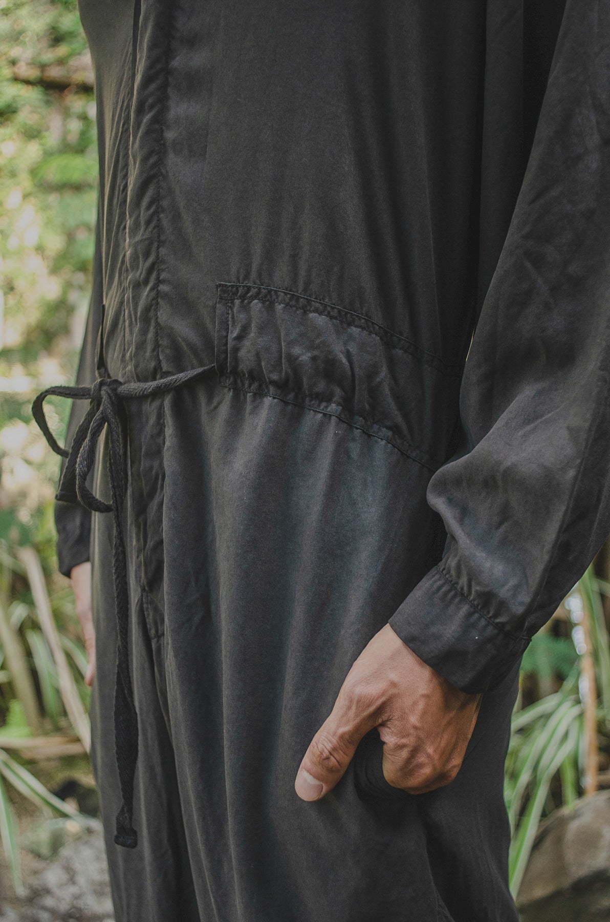 Umbrella Tree Black Sail Silk Jumpsuit
