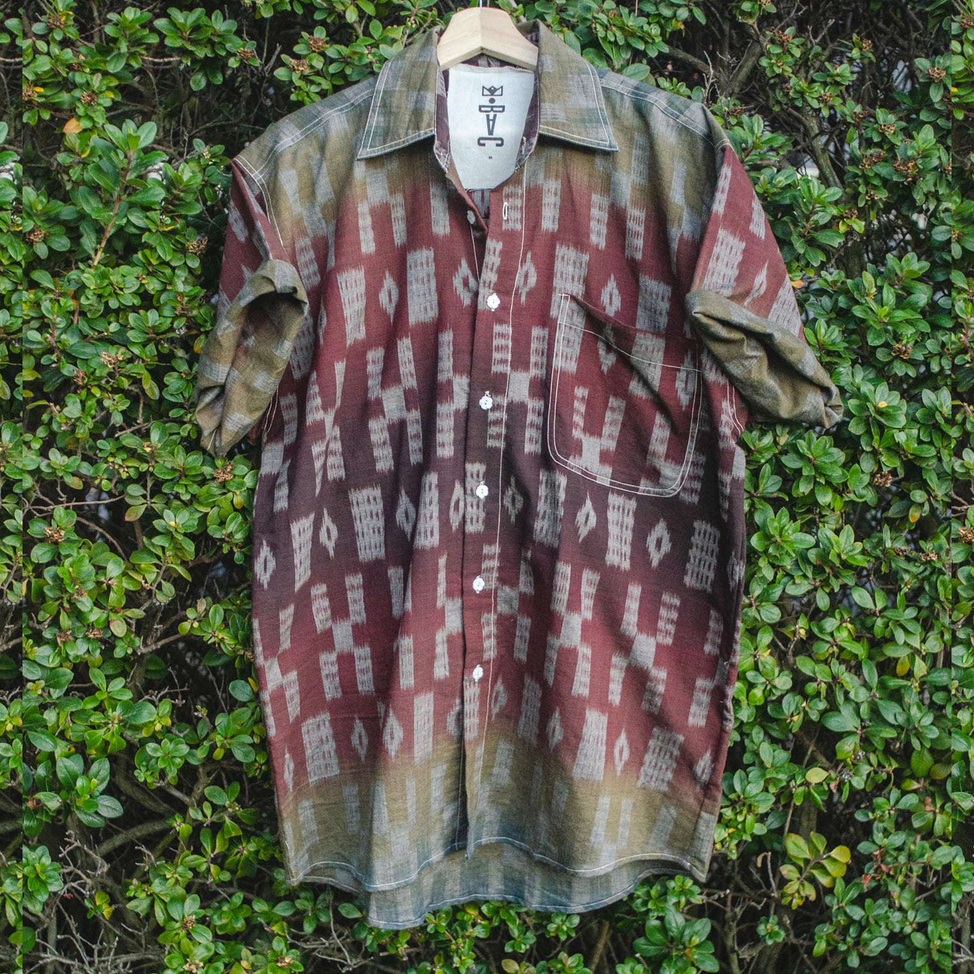 Handloom Rainbow Ikat Grandfather Shirt (Stock)