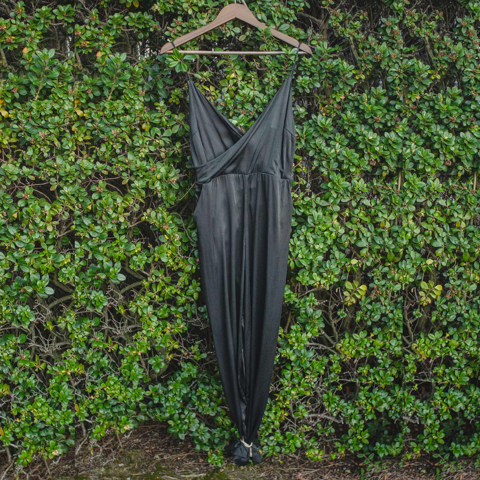 Umbrella Tree Black Sail Silk Jumpsuit ‘Bexxie’ Style
