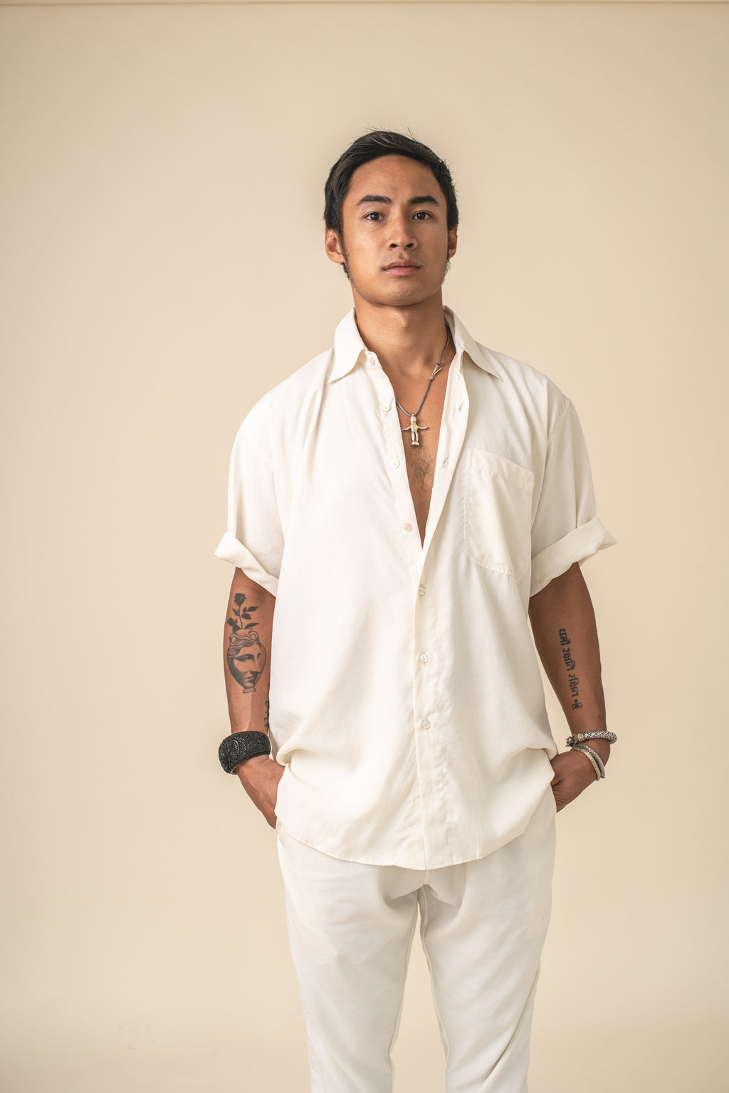 Undyed Silk Fuji Grandfather Shirt (Stock)