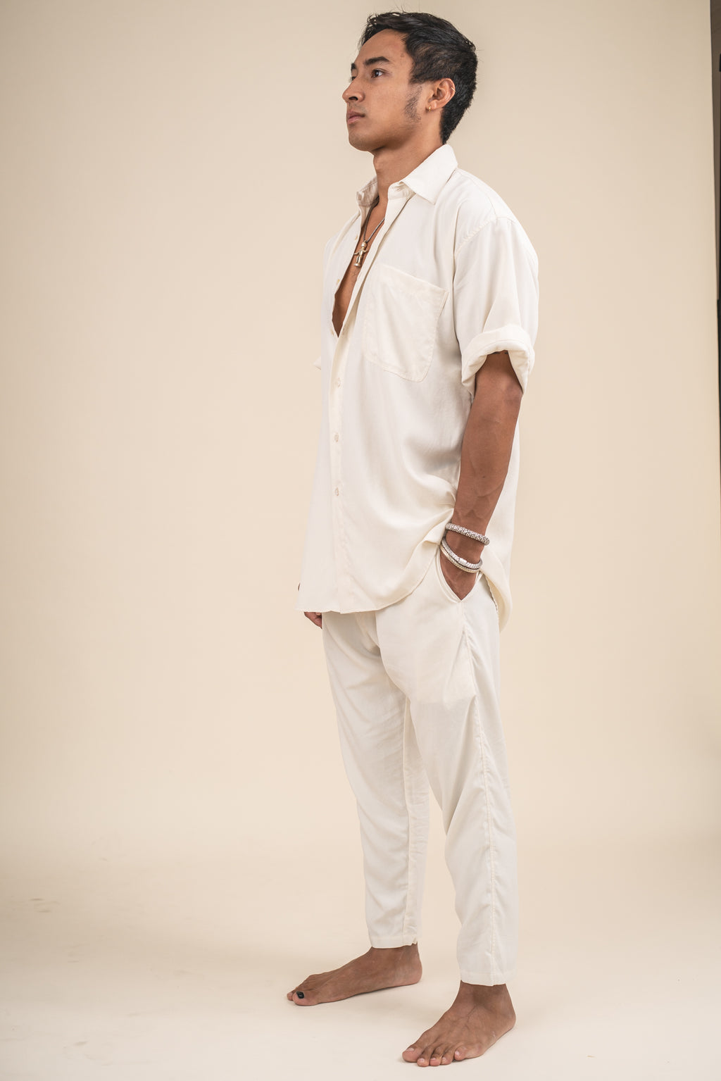 Undyed Silk Fuji Grandfather Shirt (Stock)