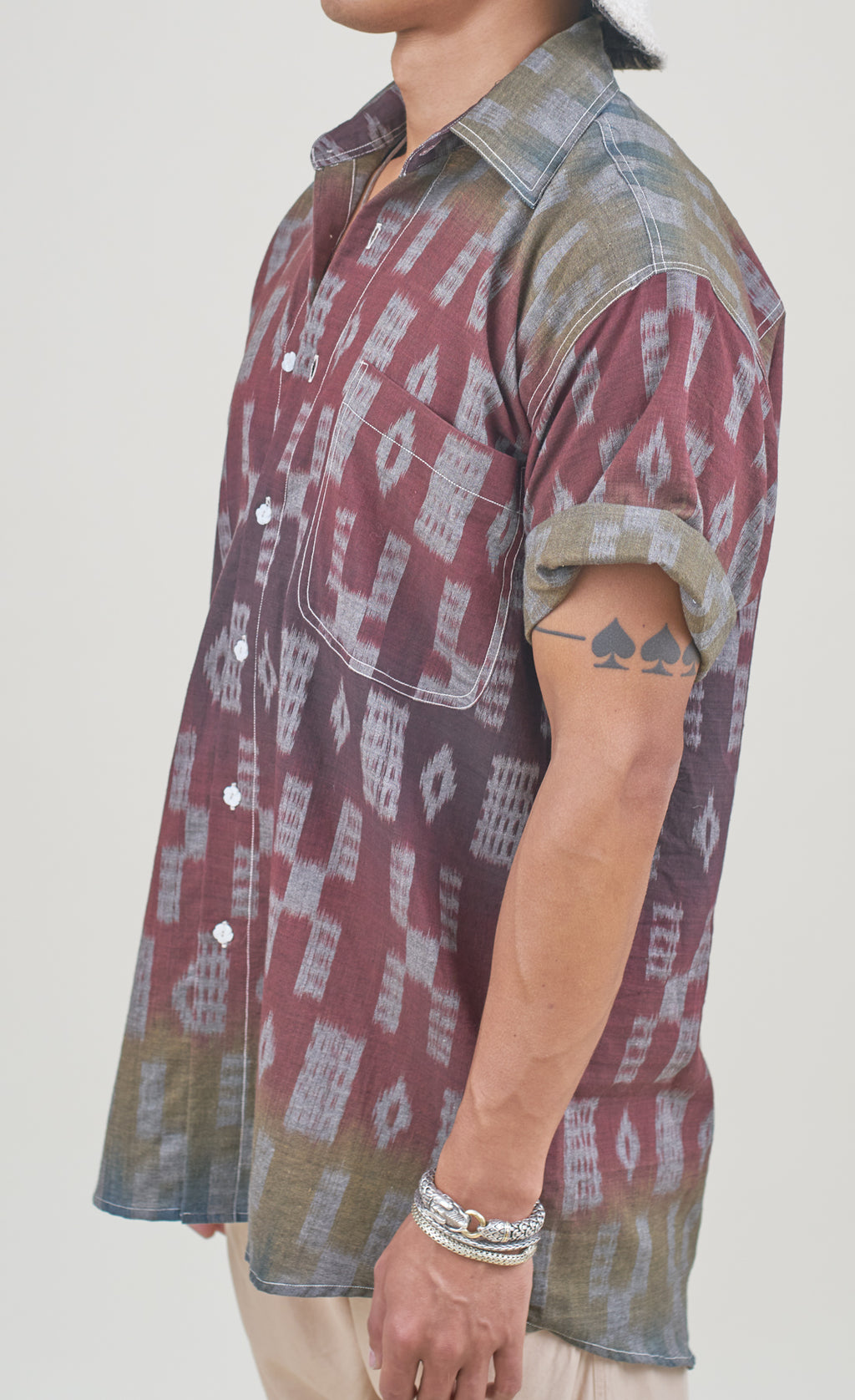Handloom Rainbow Protection Ikat Grandfather Shirt