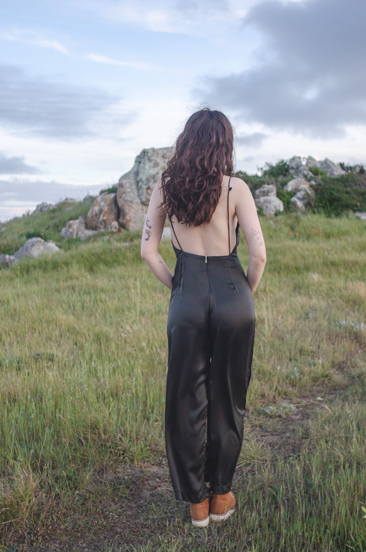 Undyed Sail Silk Jumpsuit ‘Bexxie’ Style
