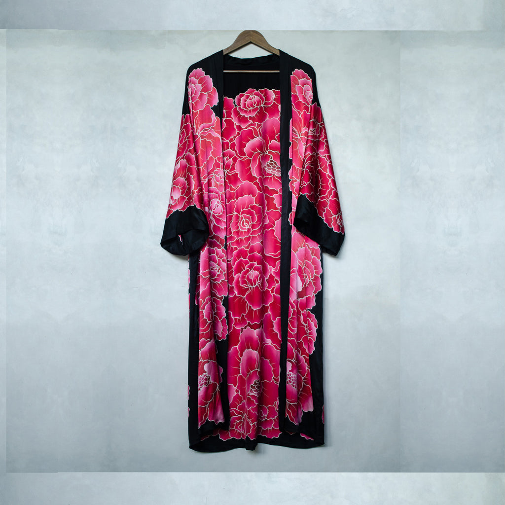 Painted Robe Two Peony Hand Painted Silk Robes – Bodies As Clothing