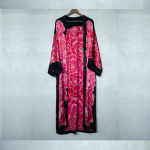 Two Peony Hand Painted Silk Robes