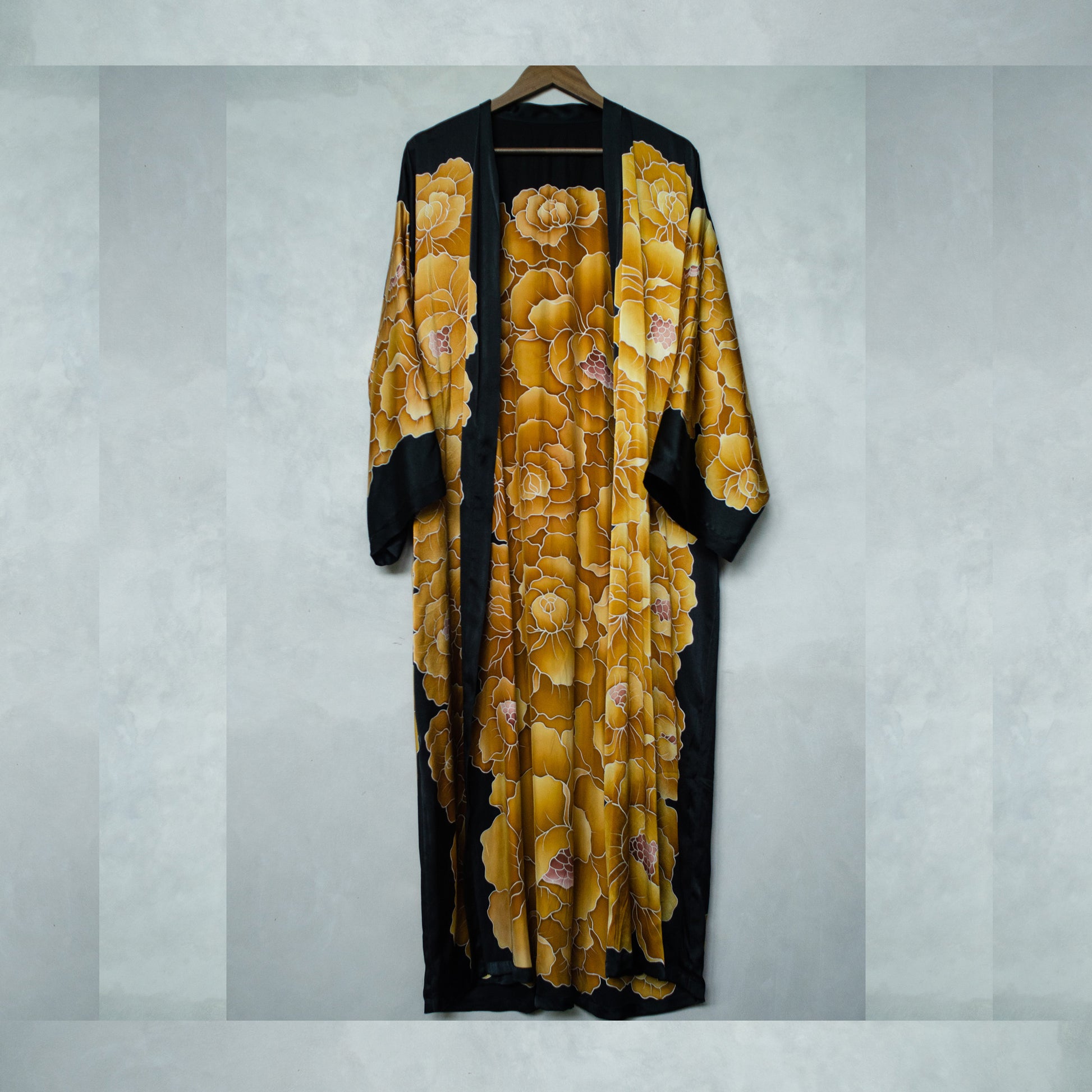 Two Peony Hand Painted Silk Robes